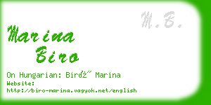 marina biro business card